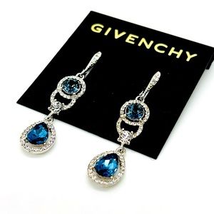 Givenchy Teardrop Sapphire Crystal Linear Earrings TikTok Trending Brand New